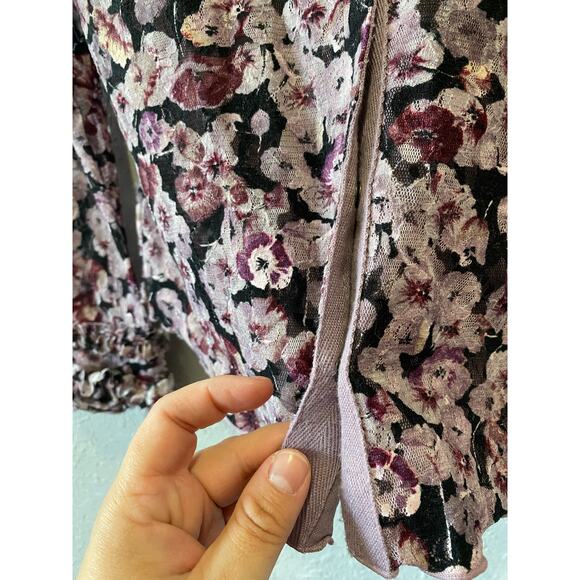 INC International Concepts VIntage y2K Ruffled Lacey Floral Blouse Size M - Picture 5 of 8